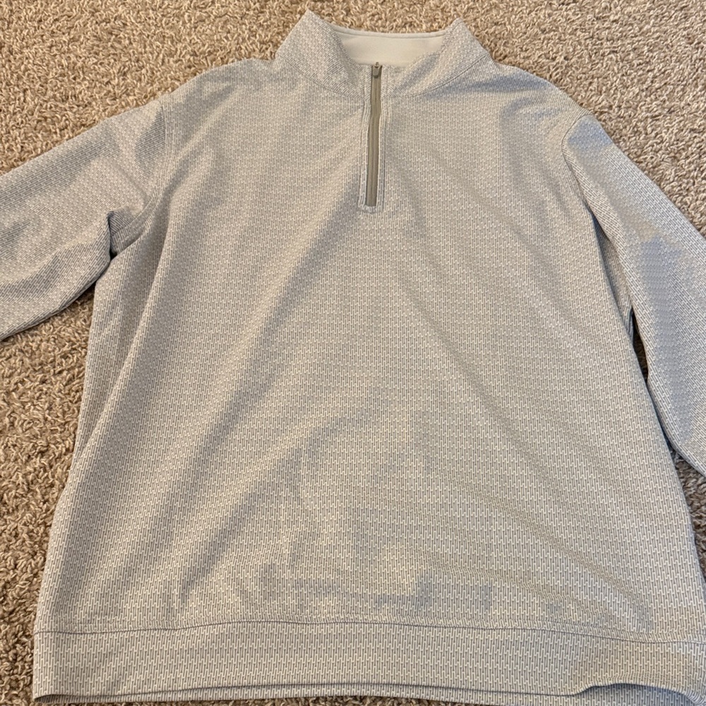 Peter Millar Golf Tees Grey and White Quarter-Zip Pullover